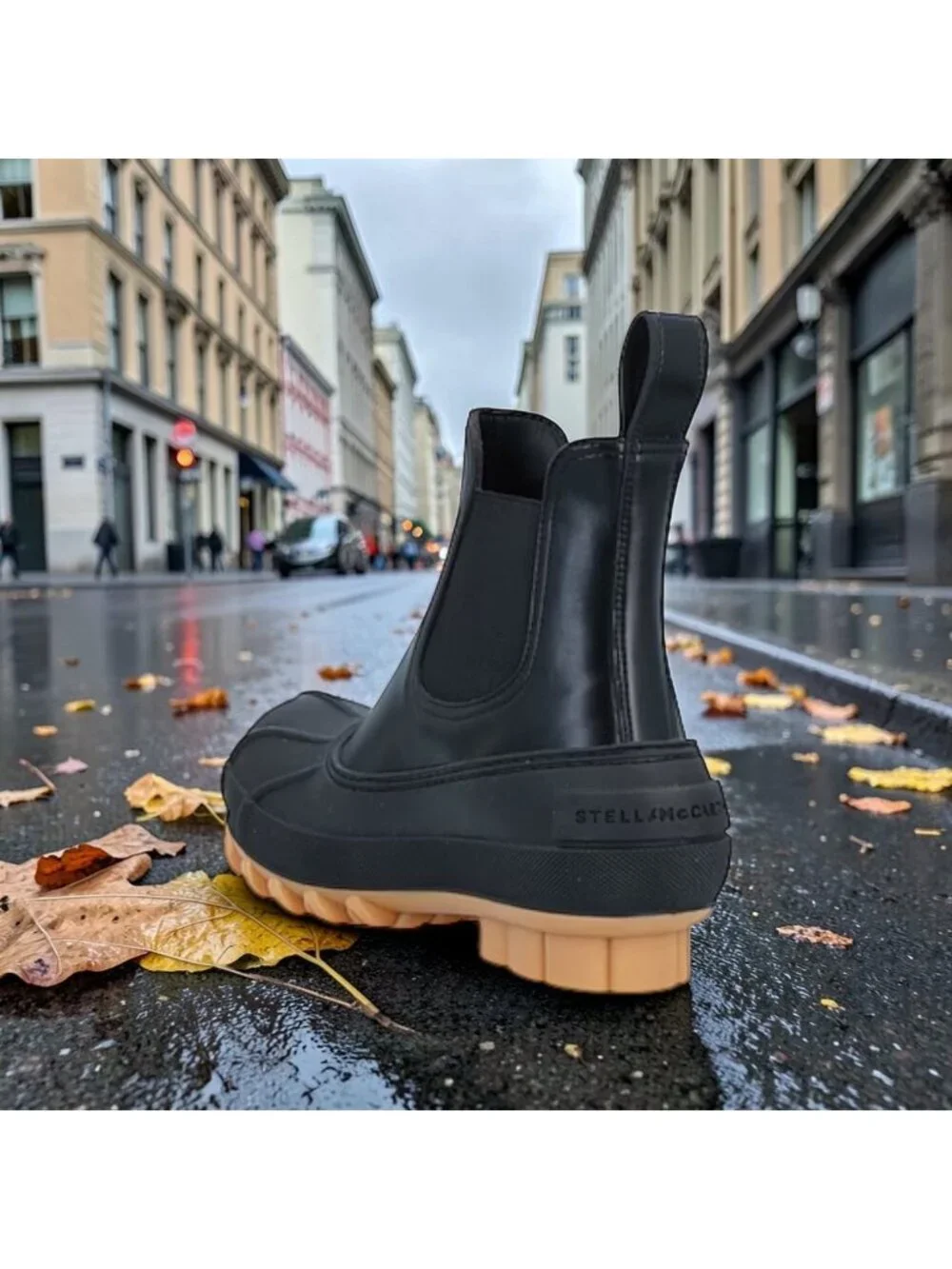 Stella McCartney Duck City Chelsea Boots Black Vegan EU 38 US 8 NIB Italy
